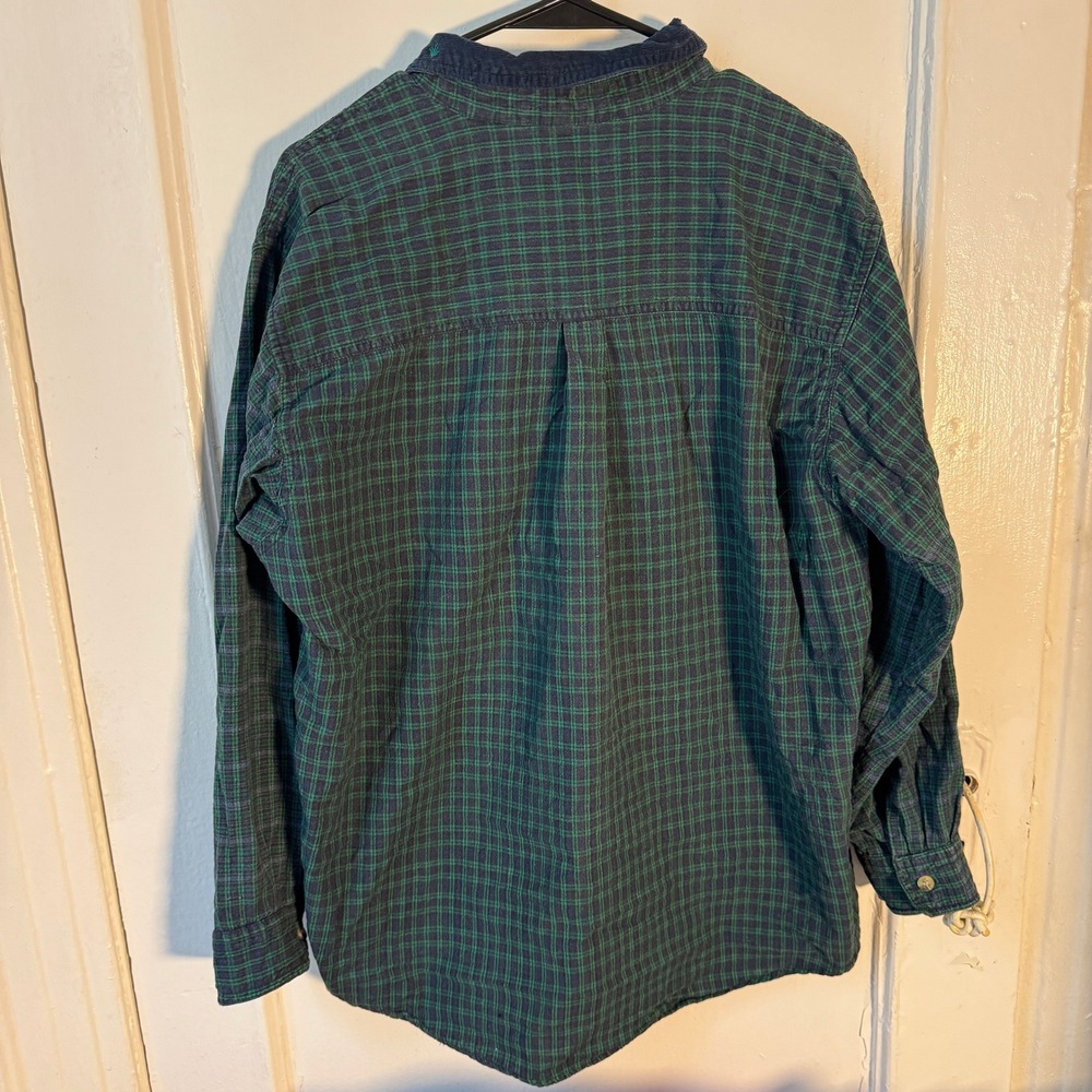 Vtg 90s Embroidery Scottie Dog Plaid Flannel Green Corduroy Cottagecore Farmcore - Picture 7 of 8